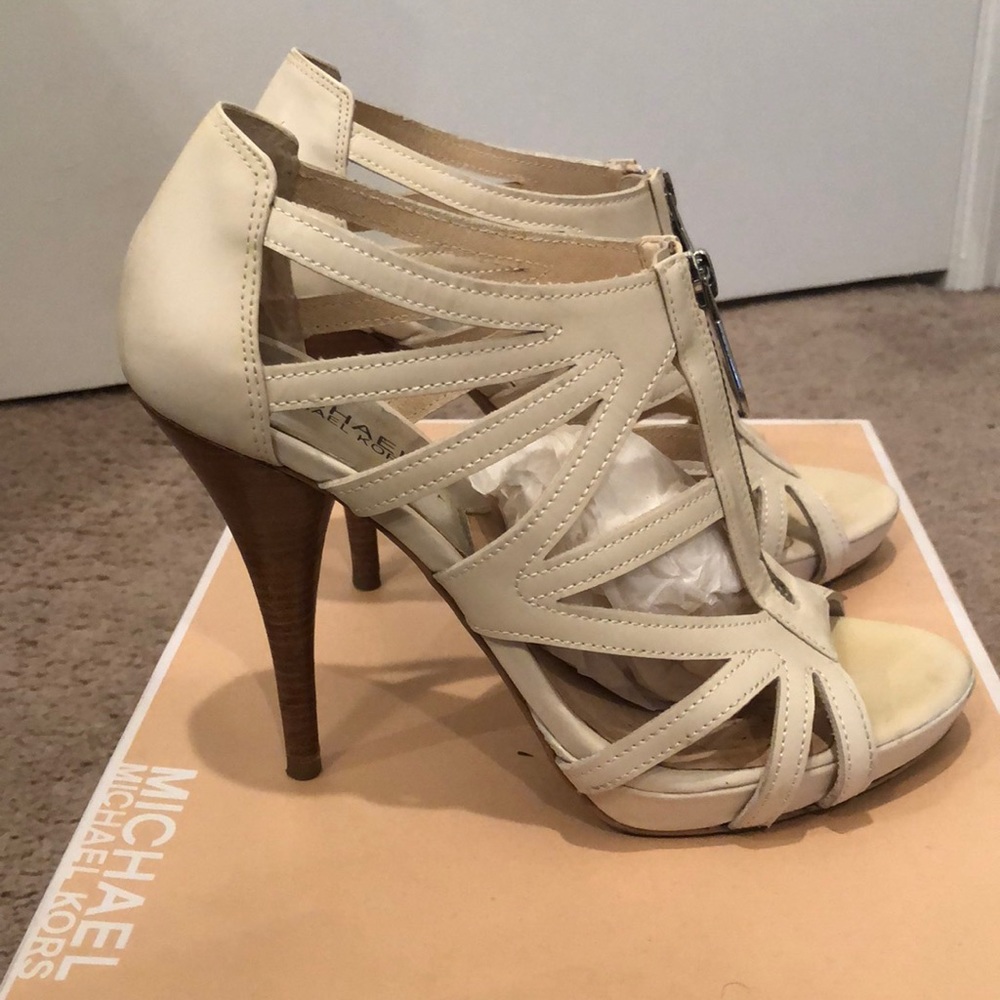Worn Michael kors shimmer zip front heels
